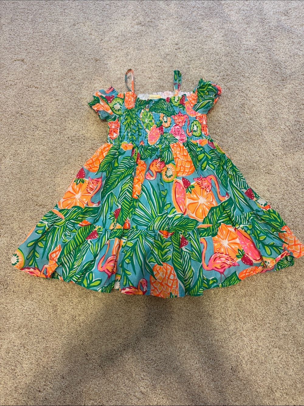 C&C California Girls' Tropical Sundress - Teal, Green & Coral
